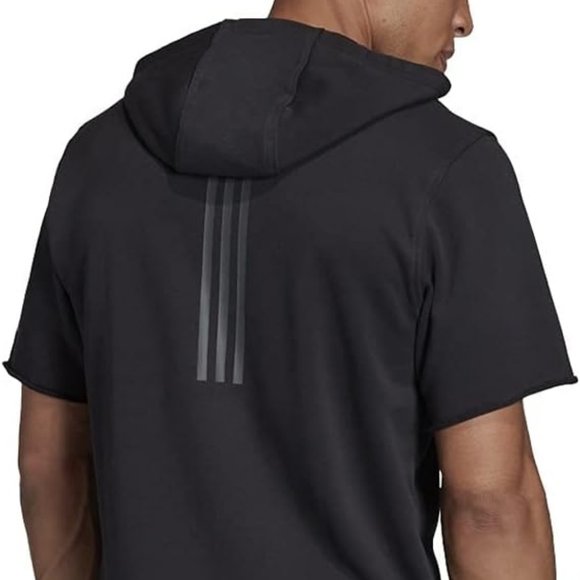 NWT ADIDAS MEN'S USA VOLLEYBALL SHORT RAW HEM SLEEVE BLACK HOODIE XS - Picture 3 of 11